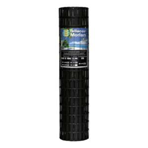 TELA SOLDADA ALAMBRADO MULTIUSO 5x10cm FIO 2,50mm PVC PRETA 1,00m x 25m TELLACOR MORLAN