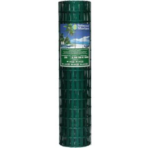 TELA SOLDADA ALAMBRADO MULTIUSO 5x10cm FIO 2,50mm PVC VERDE 1,00m x 25m TELLACOR MORLAN
